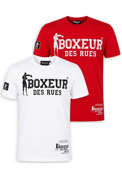 Boxeur Des Rues Tricou bărbătesc, pachet de 2, croială slim-fit: Alb cu logo ...