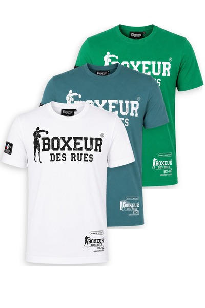 Boxeur Des Rues Tricouri bărbătești, pachet de 3, croială slim: Alb/Negru + A...