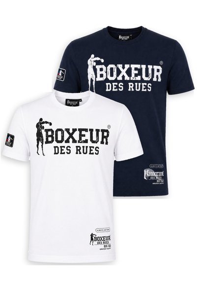 Boxeur Des Rues Tricou bărbătesc, pachet de 2, croială slim-fit: Alb cu logo ...