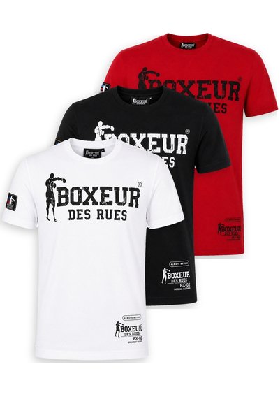 Boxeur Des Rues Tricouri bărbătești, pachet de 3, croială slim: Alb/Negru + N...