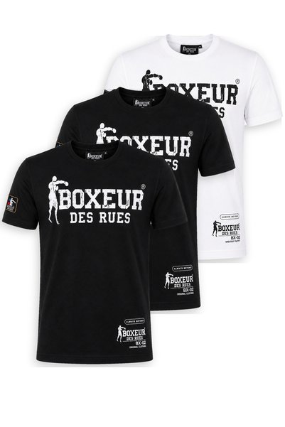 Boxeur Des Rues Tricouri bărbătești, pachet de 3, croială slim-fit: 2 x Negru...