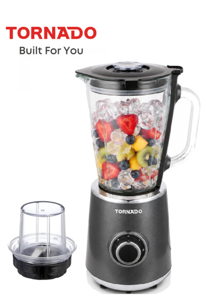Tornado Blender, Grey, 500W Powerful Motor, 1.5L Glass Jar, Ice Crushing, Gla...
