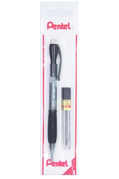 Pentel 0.5 mm Rubber Grip Versatil - Champ + Spare Tip Black