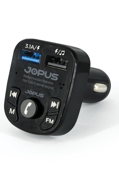 Jopus Bluetooth FM Transmitter Kablosuz Araç İçi Kiti Çakmaklık Şarj Aleti Ot...