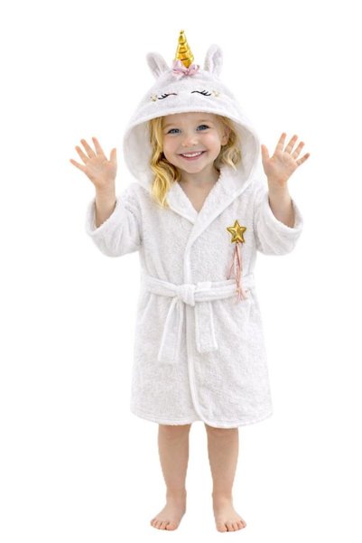 E&D Collection ELY PARKER Çocuk Bornozu Kapşonlu-Haynanan Figürlü-Kız Bebek B...