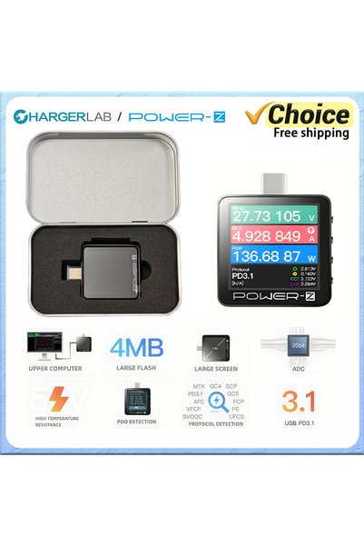 Choice ChargerLAB POWER-Z KM003C USB Tester 240W PD3.1 240W Type-C Charging T...