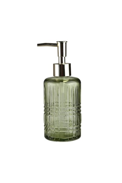 Sia Glass liquid soap dispenser, star patterned green 300ml 6.8x17.6cm