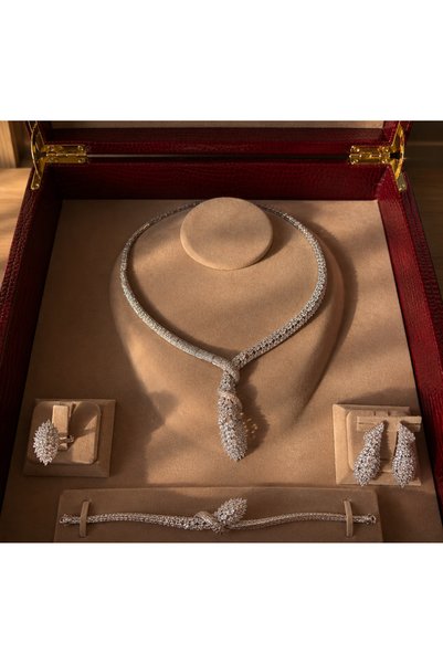 rive.jewelry Rive Premium Zirkon Taşlı Rodyum Kaplama Lüks Takı Seti