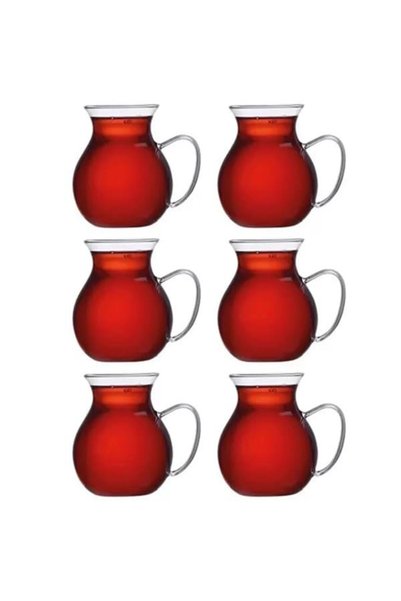 Orret Home Keyfi Ala 6-Piece Borosilicate Glass Tea Cup Set, 200ml Thermos Mu...