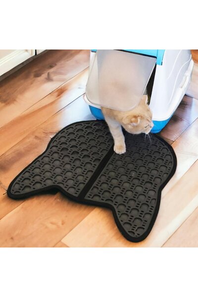 BYENS Kedi Kumu Paspası Kedi Tuvalet Önü Paspası Elekli Paspas Tuvaleti Mama Halısı Yıkanabilir (50x