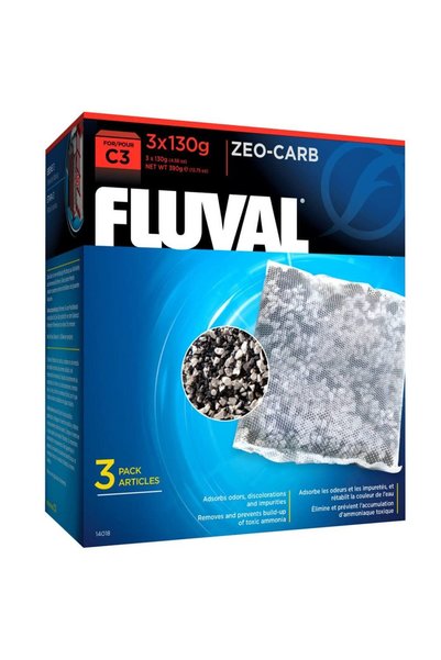 Fluval C3 Zeo-Carb, Yedek Akvaryum Filtre Ortamı, 3 Adet (1'li Paket) 14018, beyaz