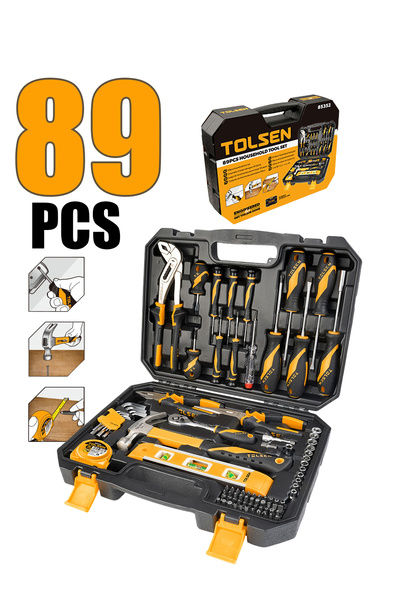 TOLSEN 89-Piece Household Repair Tool Kit with Ratchet, Screwdrivers, Pliers ...