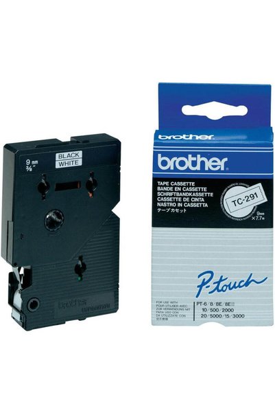 Brother Bandă laminată negru pe alb TC291 Original P-TOUCH 9MM