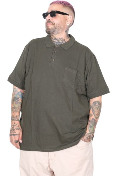 ModeXL Mode XL T-Shirt Polo Neck with Pocket Classic 20550 Khaki