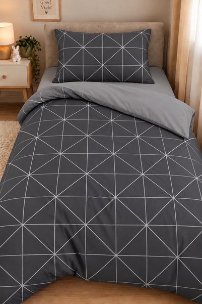 Mia Elora Single Person Elastic Sheet Duvet Cover Set Cotton Geometric