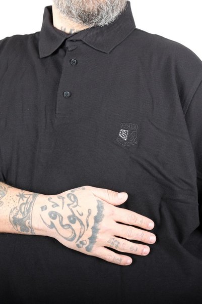 ModeXL Mode XL Battal Beden Erkek Tshirt Polo Yaka Nakışlı Klasik Pike 20553 Siyah