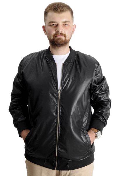 ModeXL Mode XL Büyük Beden Erkek Kolej Mont Fermuarlı Jesica 22612 Siyah