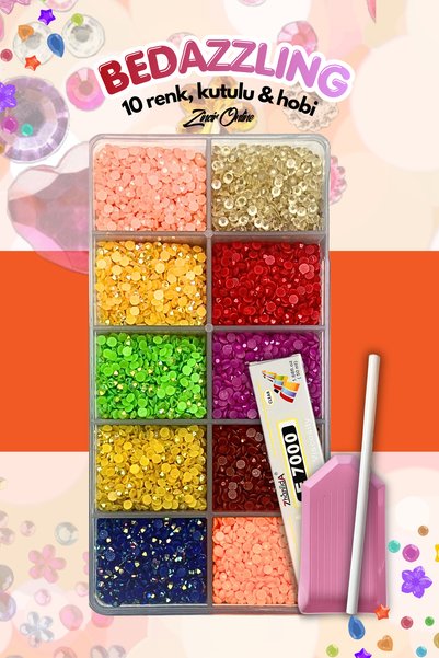 roshel 10 Renkli Kutulu Boncuk Seti Bedazzling