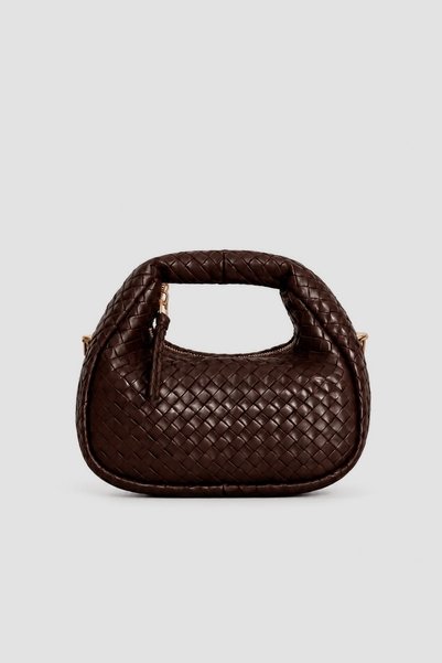 Çantacımstore Damen Mini Clutch Geflochtene Handtasche Braun