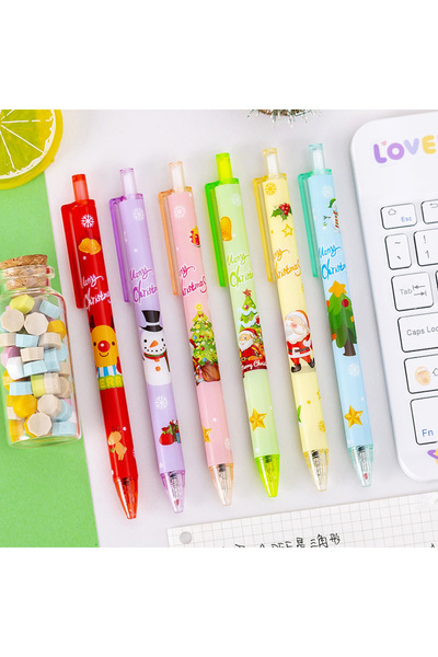 Choice black 6 Piece Mixed Color 6 Piece Cute Gel Pen Cartoon Christmas Gift ...