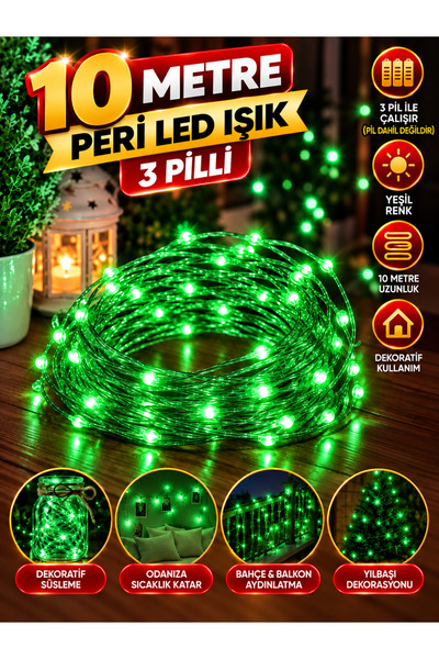 KAYAX 10 Metre Yeşil Dekoratif Peri Led