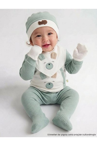 TURP BABY 5-Piece Rabbit Teddy Bear with Ears Hospital Release - Mint
