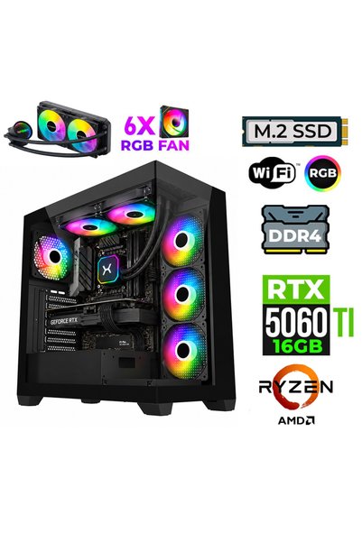 XASER Fade X10 Ryzen 7 5700X 16GB Ram 1TB M.2 NVMe SSD 16GB RTX5060Ti Sıvı So...