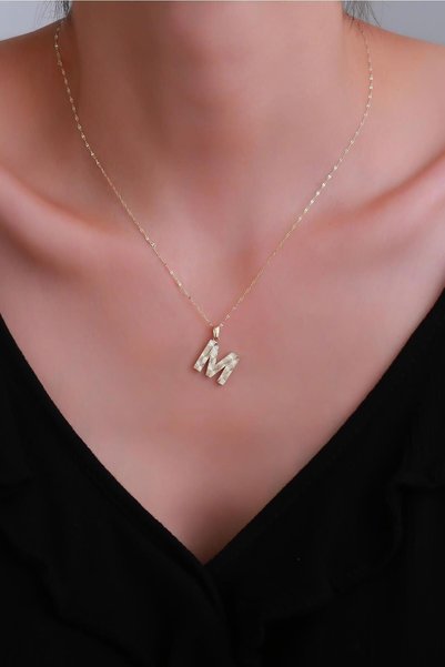 Bayar Gold 14 Ayar Altın M Harf Küçük Füzyon Kolye