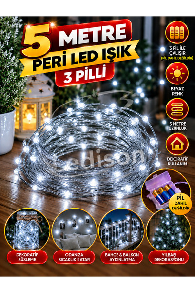ledison 5 Metre Boyutunda Beyaz Led