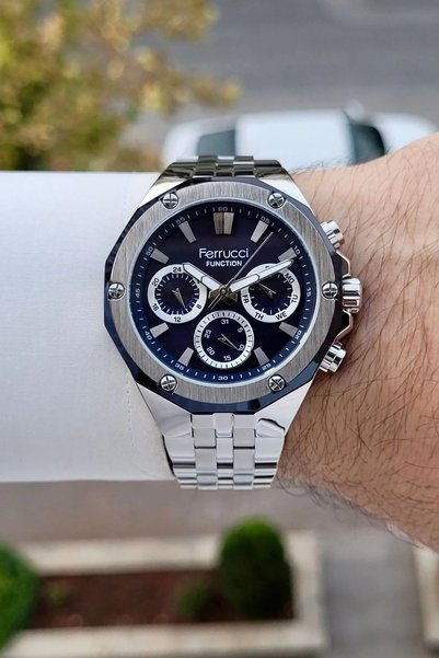 Ferrucci Dial in Navy Blue Strap in Metallic Color Indicators Active 2 Years ...