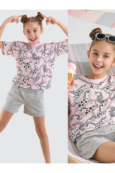 MSHB&G Unicorn Gang Girls Summer Casual T-Shirt Shorts Set