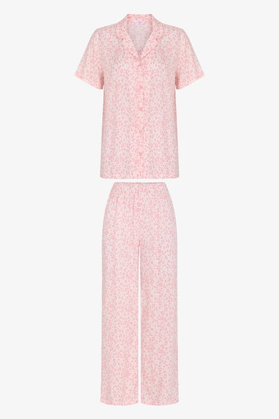 Penti Pembe Leopar Kısa Kollu Gömlek Pantolon Pijama Takımı