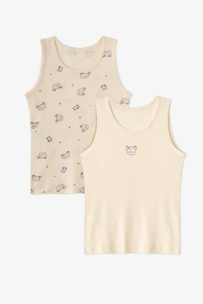 Penti Erkek Çocuk Ekru Cute Animals Unicorn Desenli 2'li Atlet