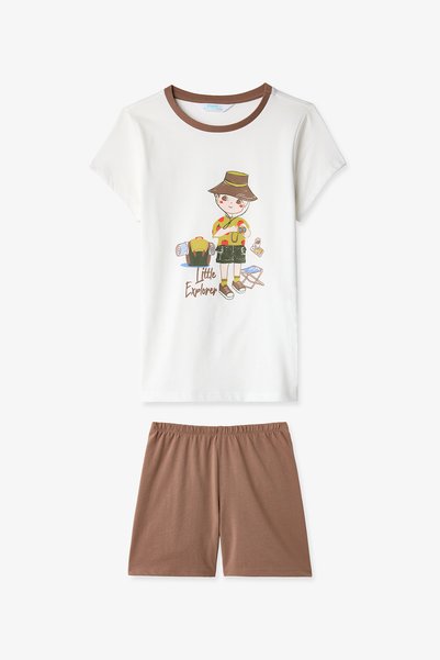 Penti Erkek Çocuk Yeşil Camping Club Kısa Kollu 2'li Pijama Takımı