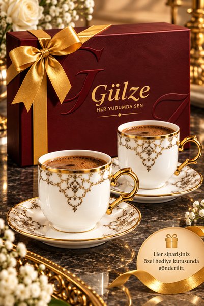 GÜLZE Prestige / Diomand Series / Amira Model 2-Person Coffee Cup Set (Fine B...