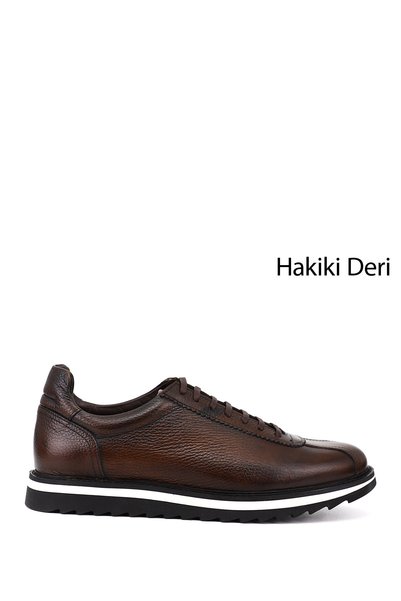GÖNDERİ(R) Brown Antique Gön Platinum Genuine Leather Round Toe Lace Up Casua...