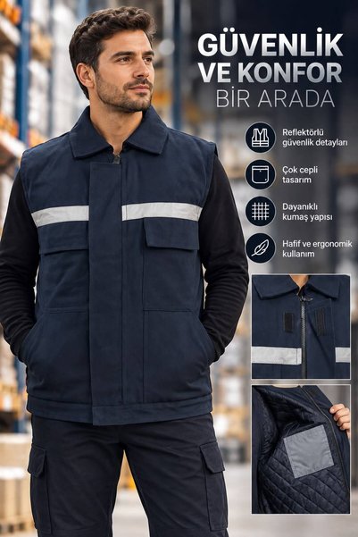 Coşkuner İş Güvenliği 7×7 Gabardin Kapitoneli Yelek