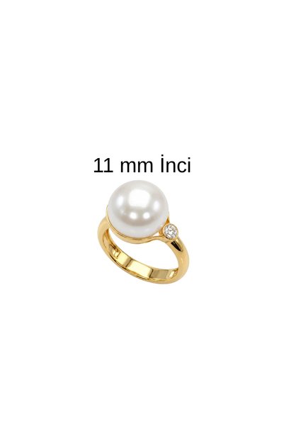 birinci 1926 Pırlantalı Doğal İnci Yüzük (11 mm)