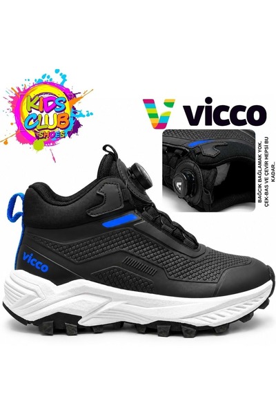 Vicco Pascal Kauçuk Taban Akıllı Bağcıklı Ortopedik Çocuk Outdoor Bot SİYAH