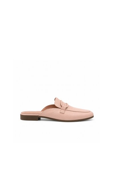 Folle Powder Pink Genuine Leather Women's Slippers - Flat Sole Stylish Daily ...