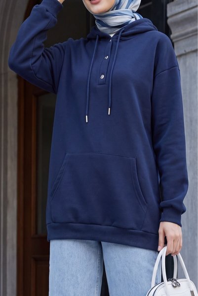 HİJABAYA Hooded, Snap-Collar, Three Long Sleeves, Comfortable Fit, Hijab-Frie...