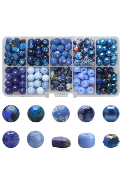 Choice14 SX-Blue 200Pcs/Box 8mm Crystal Glass Round Spacer Beads Gravel Chip ...