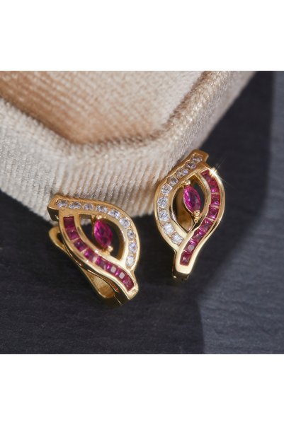 Choice WD5061-1 Luxurious Exquisite Vintage Shining White Rose Red Earrings f...