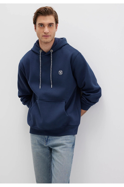 Mavi 065809 Logo Nakışlı Erkek Kapüşonlu Sweatshirt GRİ