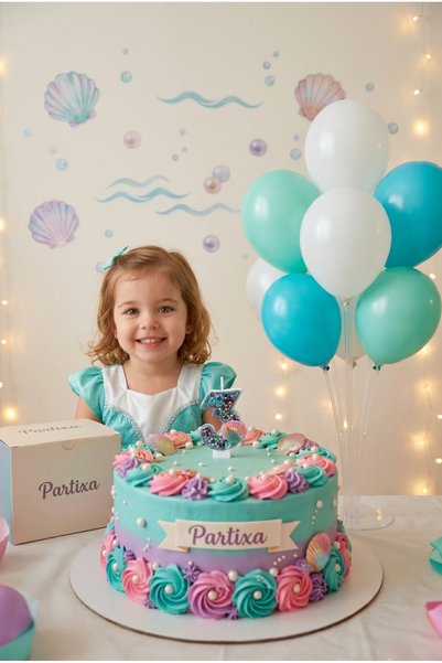 Partixa Pearl Detailed Sea Breeze Themed Number Candle and Balloon Stand Set - Birthday Party Decorations (Ages 0-9)