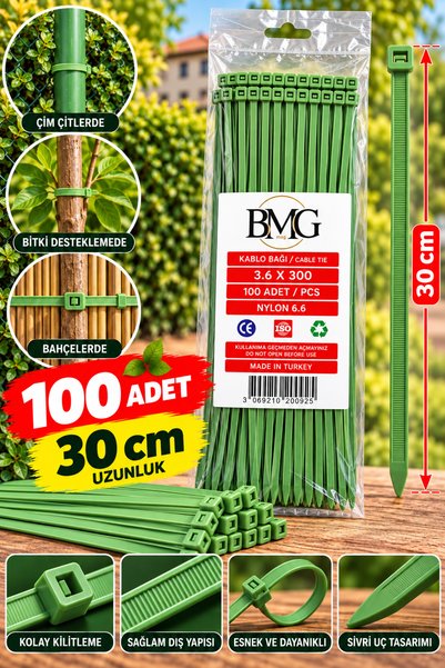 Genel Markalar Atom Plastik 3.6x300 Yeşil Cırt Kelepçe (30cm uzunluğu) Ağaç, ...