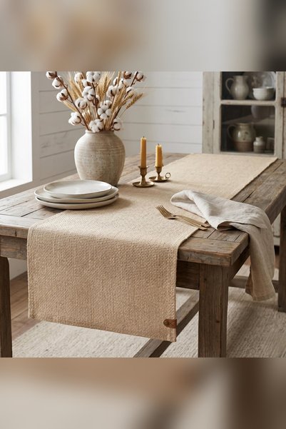 Homever 136x36cm Hasır Jüt Runner Ranır Salon Mutfak Masa Örtüsü Jüt Hasır Ko...