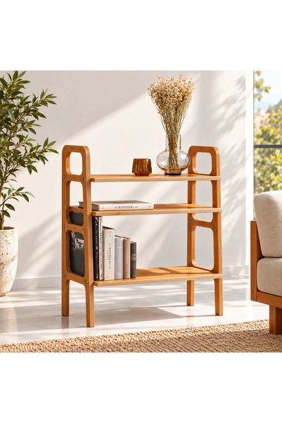 Woodesk Brooklyn, Ahşap Kitaplık, 90x75, Tik Renk, Cpt4663-75