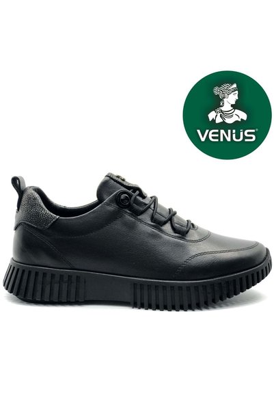 Venüs Campanula Genuine Leather Orthopedic Women's Casual Shoes Black-Skin