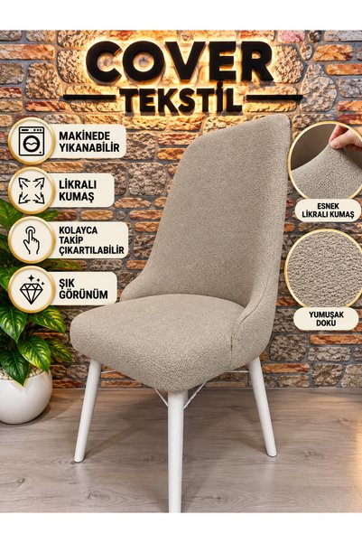 COVER TEKSTİL HALKA SANDALYESİ KOLLU MODEL Mutfak ve Salon Sandalyesi kılıfı